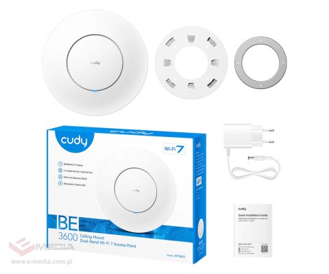 PUNKT DOSTĘPOWY AP3600 Wi-Fi 7 2.4 GHz 5 GHz 688 Mb/s + 2882 Mb/s CUDY