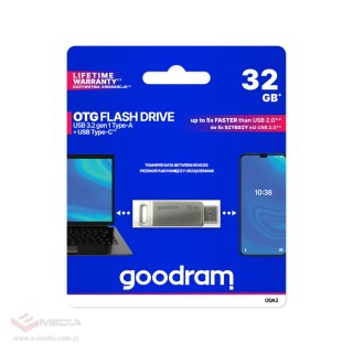 Pendrive Goodram USB + USB C 32GB srebrny