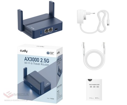 ROUTER VPN TR3000 Wi-Fi 6 2.4 GHz, 5 GHz 574 Mb/s + 2402 Mb/s CUDY