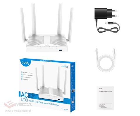 ROUTER WR1300S Wi-Fi 5 2.4 GHz, 5 GHz 300 Mb/s + 867 Mb/s CUDY