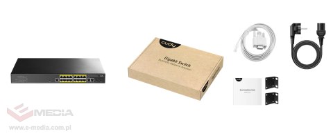 SWITCH POE GS2018PS2-200W 16-PORTOWY SFP CUDY