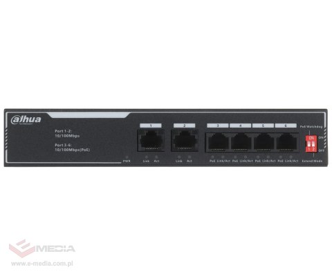 SWITCH POE SF1006LP 6-PORTOWY, 4 PoE DAHUA