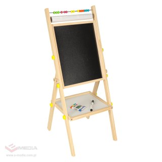 Tablica magnetyczna kredowa dwustronna drewniana literki kreda 38x37x90cm