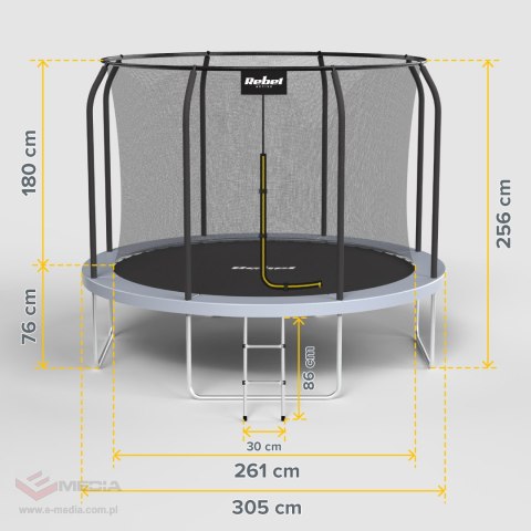 Trampolina Rebel Active PRO 10ft/305 cm, siatka, drabinka
