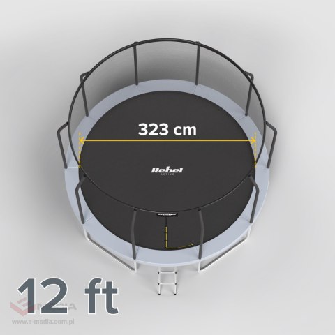 Trampolina Rebel Active PRO 12ft/366 cm, siatka, drabinka