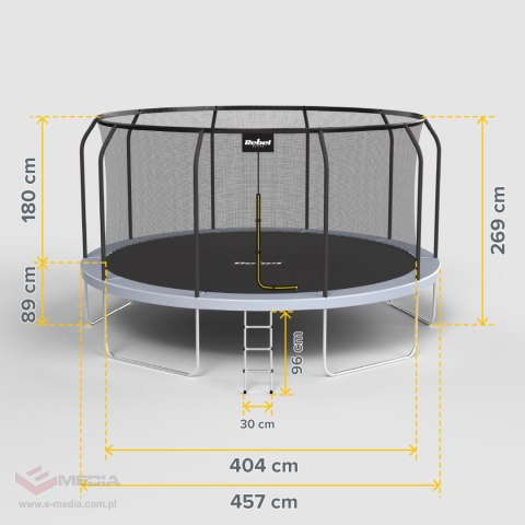 Trampolina Rebel Active PRO 15ft/457 cm, siatka, drabinka