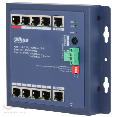 ZARZĄDZALNY SWITCH PRZEMYSŁOWY POE CHS4110-8ET-90-F 8-PORTOWY SFP DAHUA