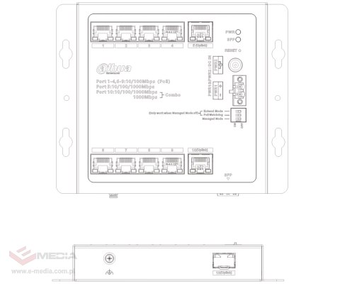 ZARZĄDZALNY SWITCH PRZEMYSŁOWY POE CHS4110-8ET-90-F 8-PORTOWY SFP DAHUA