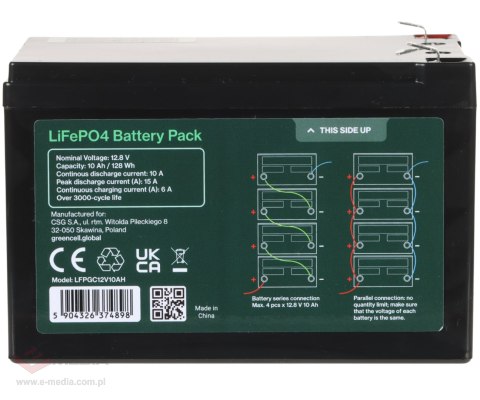 AKUMULATOR 12.8V/10AH/LIFEPO4-GC Green Cell