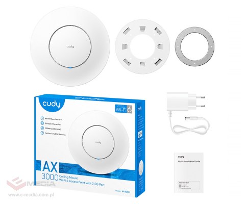 PUNKT DOSTĘPOWY AP3000 Wi-Fi 6 2.4 GHz, 5 GHz 574 Mb/s + 2402 Mb/s CUDY