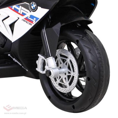 Motor BMW HP4 na akumulator dla dzieci Biały + 3 Koła + LED + MP3 USB + Ekoskóra