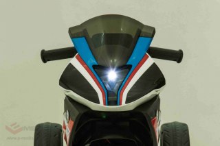 Motor BMW HP4 na akumulator dla dzieci Niebieski + 3 Koła + LED + MP3 USB + Ekoskóra
