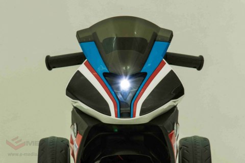 Motor BMW HP4 na akumulator dla dzieci Niebieski + 3 Koła + LED + MP3 USB + Ekoskóra