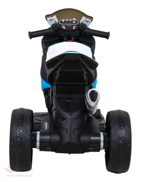 Motor BMW HP4 na akumulator dla dzieci Niebieski + 3 Koła + LED + MP3 USB + Ekoskóra