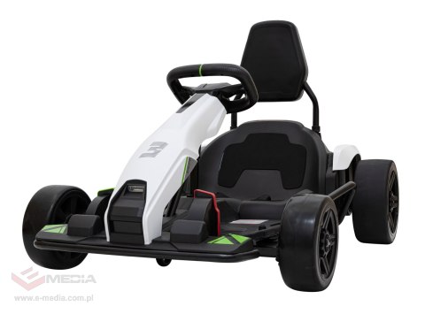Gokart Fast 3 Drift na akumulator dla dzieci Biały + Funkcja driftu + Silniki 2x150W + Radio LED + Pasy