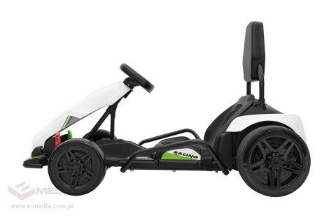 Gokart Fast 3 Drift na akumulator dla dzieci Biały + Funkcja driftu + Silniki 2x150W + Radio LED + Pasy