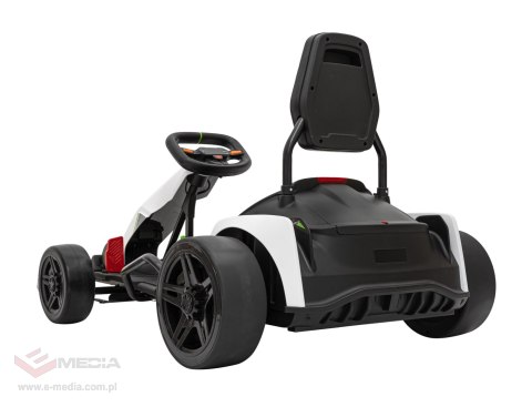 Gokart Fast 3 Drift na akumulator dla dzieci Biały + Funkcja driftu + Silniki 2x150W + Radio LED + Pasy