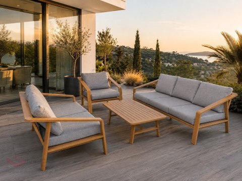 Meble Ogrodowe Aluminiowe Dwie Sofy + Fotel + Stolik