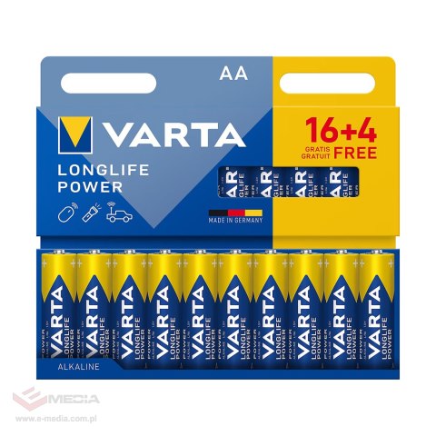 Bateria alkaiczna VARTA LR06 Longlife Power 16+4/blist.