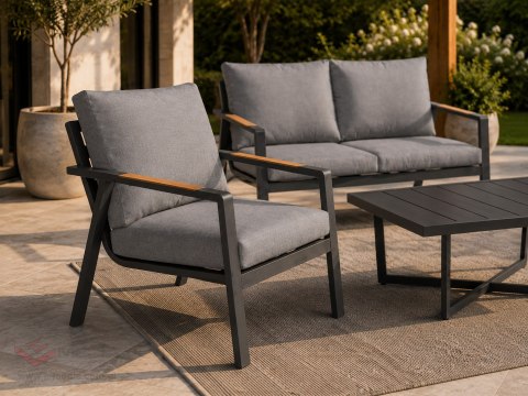 Meble Ogrodowe Aluminiowe Sofa + Dwa Fotele + Stolik