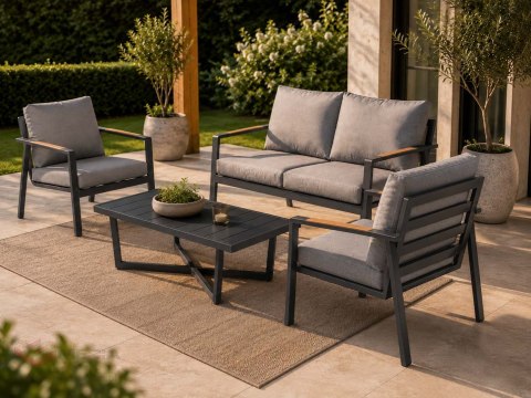 Meble Ogrodowe Aluminiowe Sofa + Dwa Fotele + Stolik