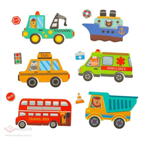 Książeczka magnetyczna układanka puzzle z magnesem środki transportu