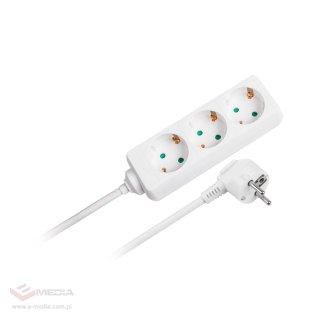 Przedłużacz 3 gniazda 3m typu niemieckiego bez przełącznika (3x1,5mm) Rebel biały
