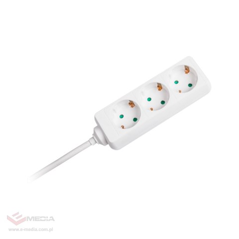 Przedłużacz 3 gniazda 3m typu niemieckiego bez przełącznika (3x1,5mm) Rebel biały