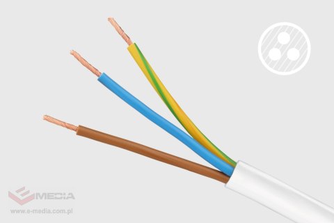 Przedłużacz 3 gniazda 3m typu niemieckiego bez przełącznika (3x1,5mm) Rebel biały
