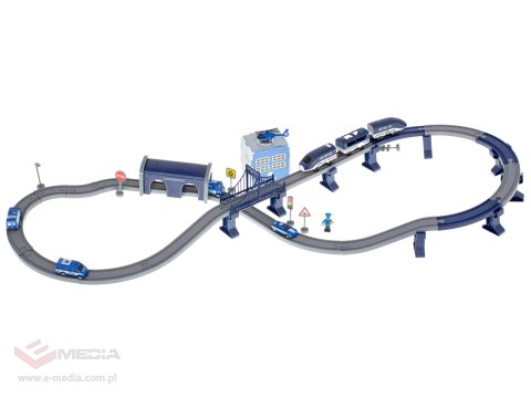 Kolejka elektryczna pociąg policja autka 92 elementy ~300cm