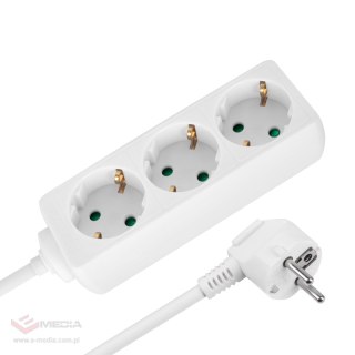 Przedłużacz 3 gniazda 5m typu niemieckiego bez przełącznika (3x1,5mm) Rebel biały