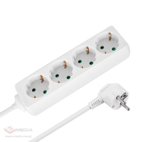Przedłużacz 4 gniazda 2m typu niemieckiego bez przełącznika (3x1,5mm) Rebel biały