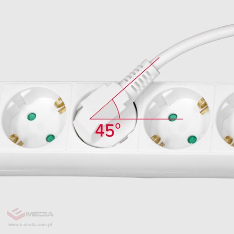 Przedłużacz 4 gniazda 5m typu niemieckiego z przełącznikiem (3x1,5mm) Rebel biały