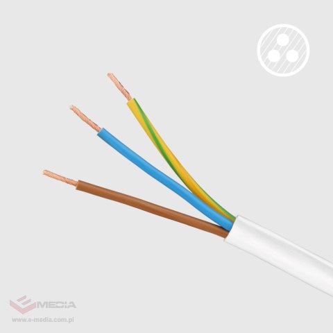 Przedłużacz 5 gniazd 5m typu niemieckiego bez przełącznika (3x1,5mm) Rebel biały