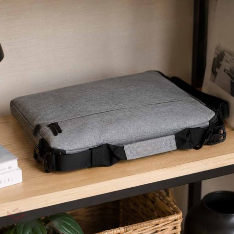 Torba na laptopa 15,6 cali na ramię z paskiem teczka biznesowa damska męska szara