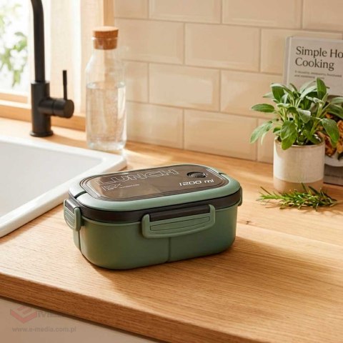 Lunch box śniadaniówka pudełko śniadaniowe z przegródkami dzielone 1200ml zielone