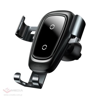 Baseus Metal Gravity Wireless Charger metalowy uchwyt samochodowy na kratkę wentylacyjną bezprzewodowa ładowarka Qi czarny (WXYL