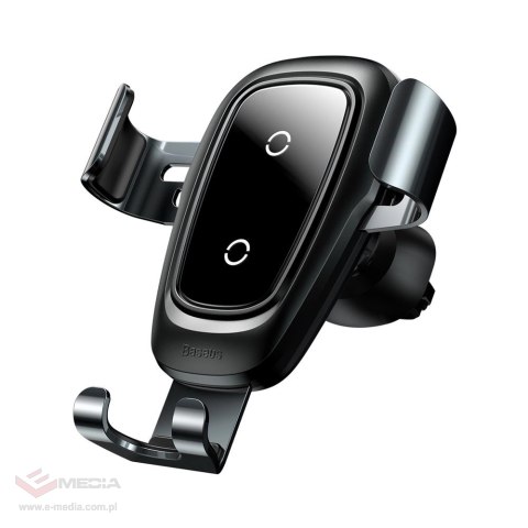 Baseus Metal Gravity Wireless Charger metalowy uchwyt samochodowy na kratkę wentylacyjną bezprzewodowa ładowarka Qi czarny (WXYL