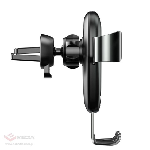 Baseus Metal Gravity Wireless Charger metalowy uchwyt samochodowy na kratkę wentylacyjną bezprzewodowa ładowarka Qi czarny (WXYL