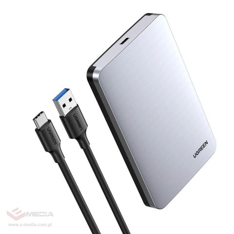 Kieszeń Ugreen CM300 70498 na dysk twardy 2,5'' SATA 3.0 6Gbps - szary + kabel USB-C - USB-A 0.5m