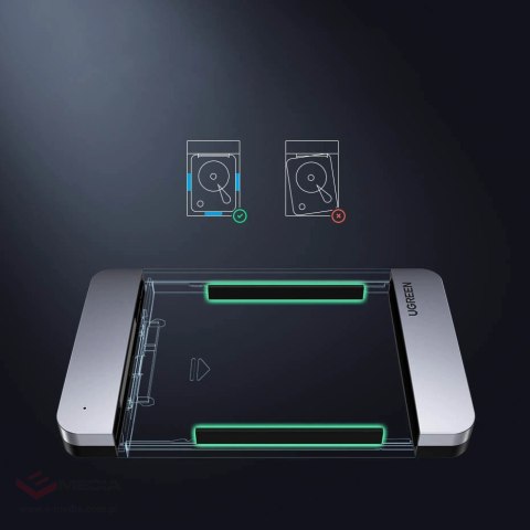 Kieszeń Ugreen CM300 70498 na dysk twardy 2,5'' SATA 3.0 6Gbps - szary + kabel USB-C - USB-A 0.5m
