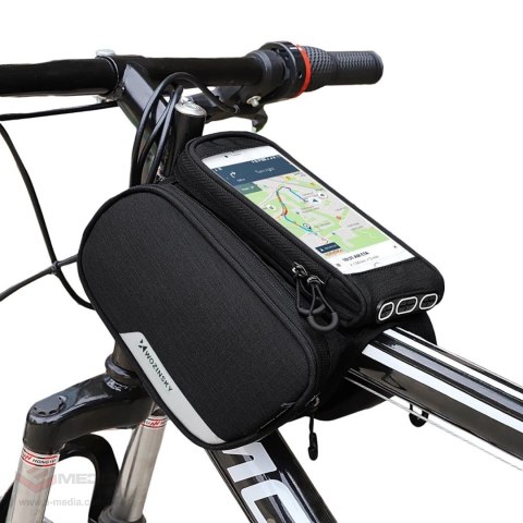 Wozinsky torba rowerowa na ramę + odczepiany pokrowiec na telefon do 6,5" 1,5l czarna (WBB7BK)