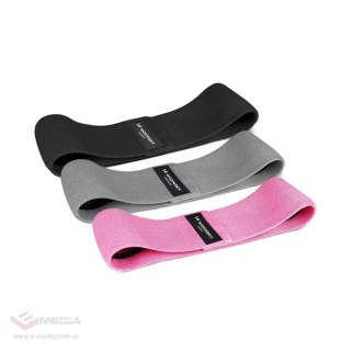 Wozinsky zestaw 3x materiałowe taśmy do ćwiczeń oporowe mini band do ćwiczeń joga fitness crossfit (WFB-01)