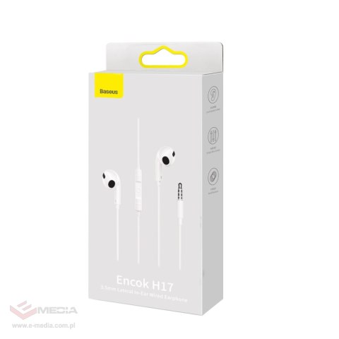 Baseus Encok H17 słuchawki przewodowe minijack 3.5mm biały (NGCR020002)
