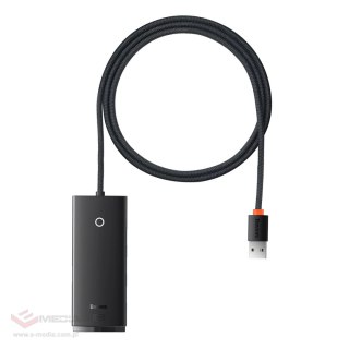 Baseus Lite Series HUB adapter USB-A do 4xUSB-A 3.0 5Gb/s czarny (WKQX030101)