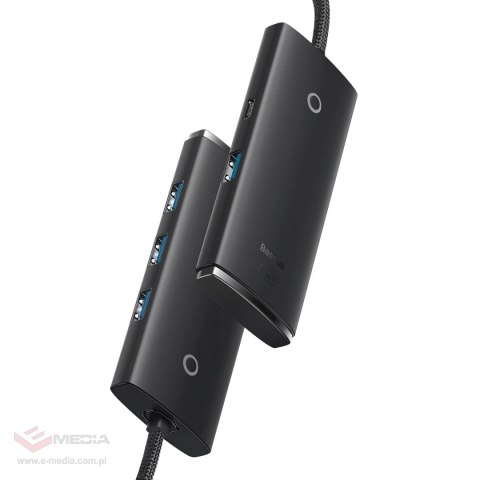 Baseus Lite Series HUB adapter USB-A do 4xUSB-A 3.0 5Gb/s czarny (WKQX030101)