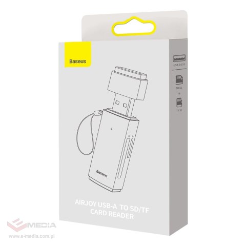 Baseus Lite Series adapter czytnik kart SD/TF USB szary (WKQX060013)