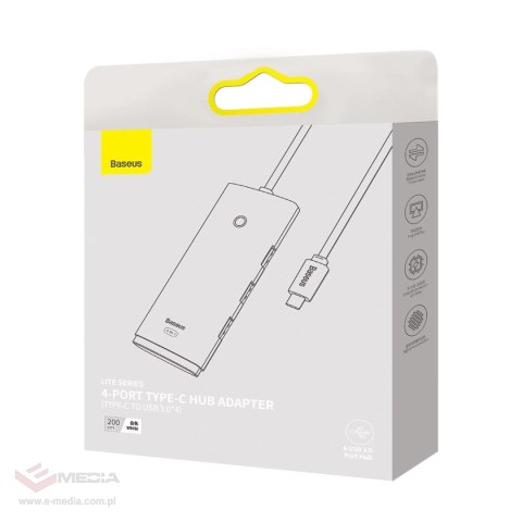 Baseus Lite Series przejściówka HUB USB Typ C - 4x USB 3.0 2m biały (WKQX030502)