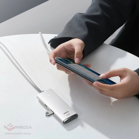Baseus Lite Series przejściówka HUB USB Typ C - 4x USB 3.0 2m biały (WKQX030502)