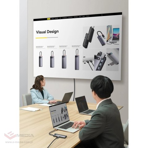 Baseus Metal Gleam Series stacja dokująca HUB 7 w 1 USB Typ C - 1 x HDMI / 1 x VGA / 3 x USB 3.2 Gen. 1 / 1 x Power Delivery / 1